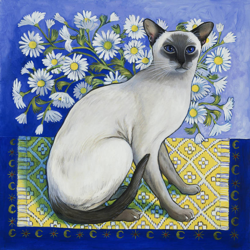 无人,坐,竖图,方图,插画,室内,白天,绘画,数码,科技,地毯,哺乳动物,宠物,猫,野生动物,纺织品,油画,阴影,花纹,艺术,装饰,网络,暹罗猫,毛毯,毯子,高光,几何,计算机图形,古典,合成,图画,文化,画,雏菊,花,纺织,动物,工艺品,垫子,品味,温暖,家畜,华丽,修饰,美术,点缀,电脑合成图,数码合成图,高雅,合成图,猫科动物,漫画,写实,具体,具象,美学,衬托,美观,雅致,雅观,美术工艺,彩图