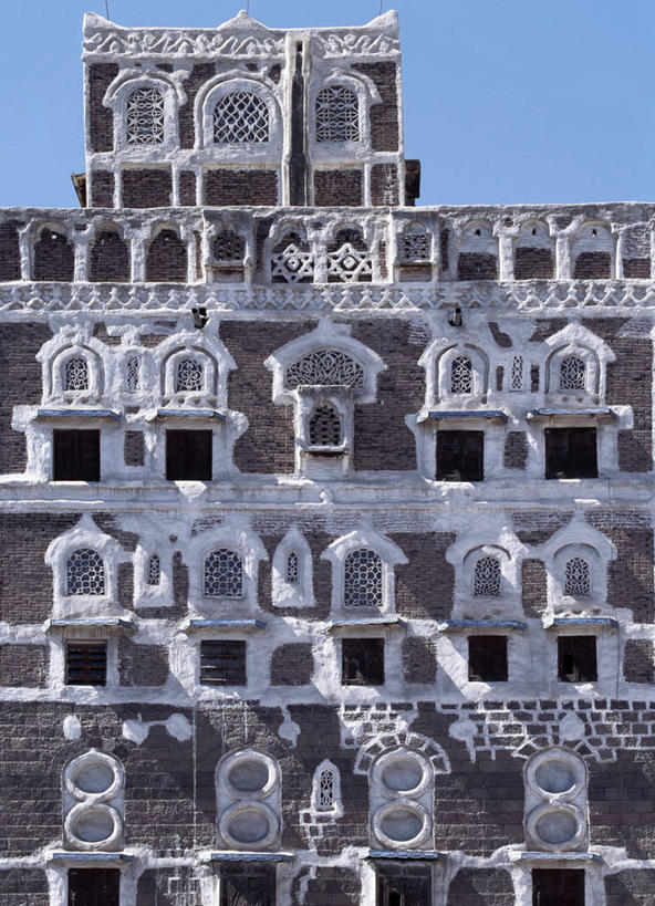 无人,竖图,窗户,城市,建筑,摩天大楼,也门,房屋,首都,地标建筑,摄影,复杂,作画,萨那,设计,彩图,灰膏,联合国教科文组织