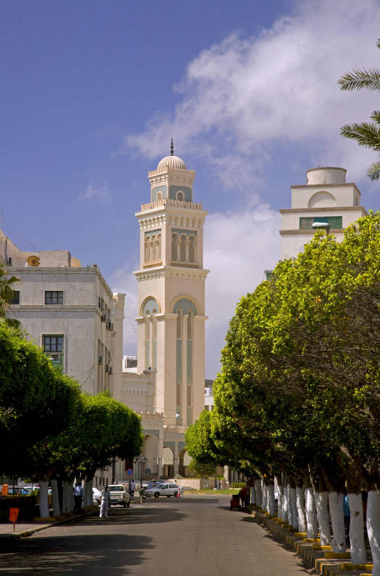 无人,竖图,城市,建筑,街道,非洲,利比亚,首都,树,摄影,宗教,尖塔,地中海文化,清真寺,北非,彩图