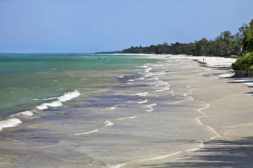 无人,横图,室外,旅游,海洋,非洲,肯尼亚,行人,游客,游人,沙子,海岸线,路人,旅客,树,蓝色,白色,摄影,印度洋,过客,蒙巴萨岛,海滩,椰子树,彩图,旅行