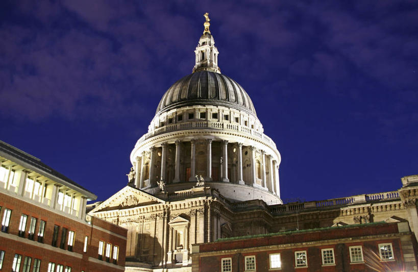 无人,横图,夜晚,城市,建筑,英国,光,首都,英格兰,伦敦城,黄昏,摄影,宗教,照亮,照明设备,圆顶建筑,宗教建筑,彩图,大教堂,英国国教