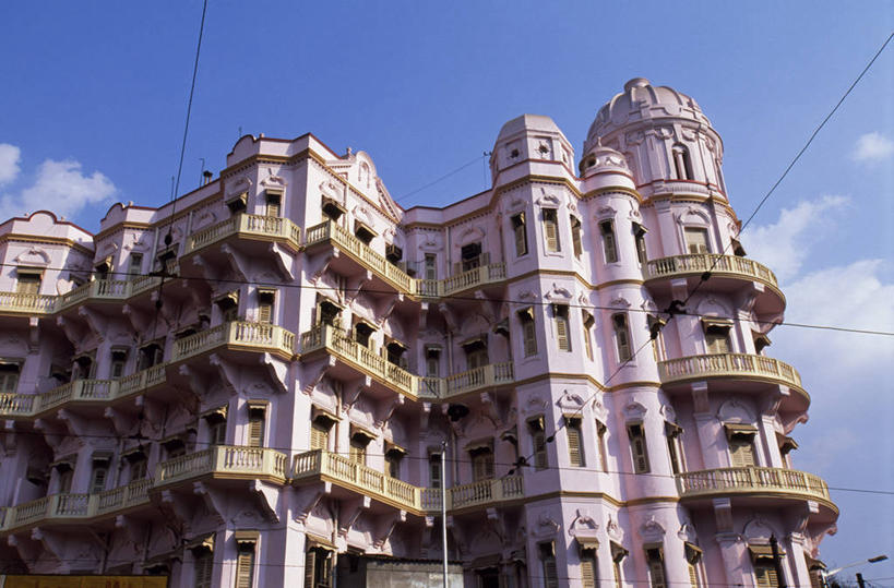 无人,横图,室外,城市,建筑,印度,亚洲,房屋,宏伟,粉色,摄影,住房,豪宅,加尔各答,彩图