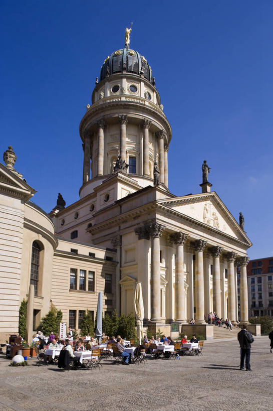 竖图,室外,城市,德国,欧洲,首都,柏林,摄影,西欧,近卫骑兵露天市集,彩图,咖啡馆,法国大教堂