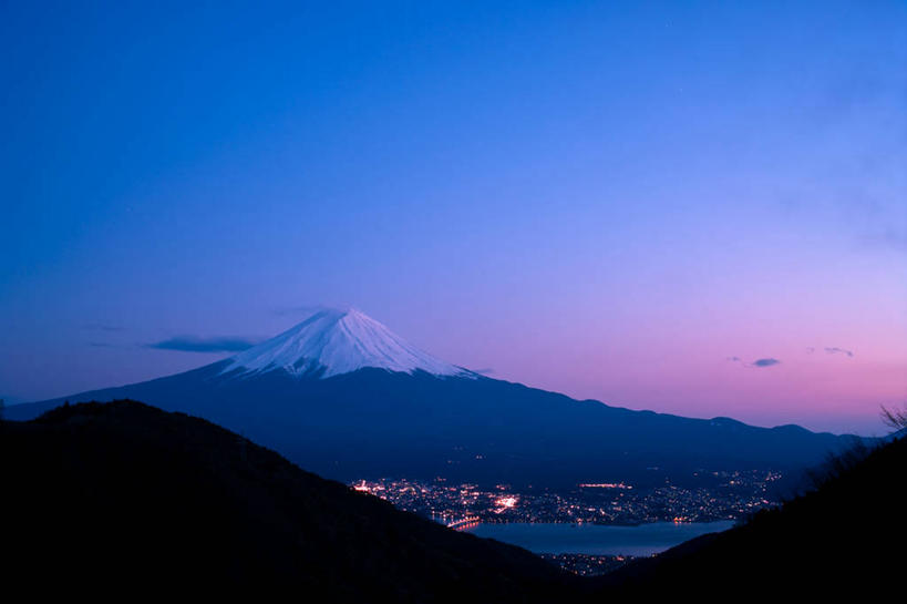 无人,横图,室外,留白,美景,山,雪山,城市,富士山,日本,景观,云,风景,天空,自然,黄昏,景色,摄影,宁静,照亮,自然风光,山梨县,彩图