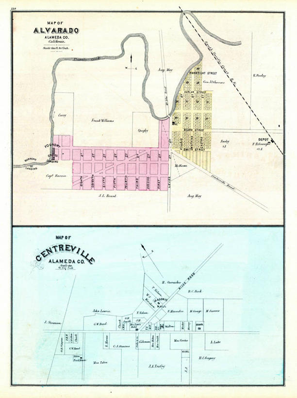 无人,竖图,地图,城镇,历史,古董,加利福尼亚,阿拉米达县,彩图