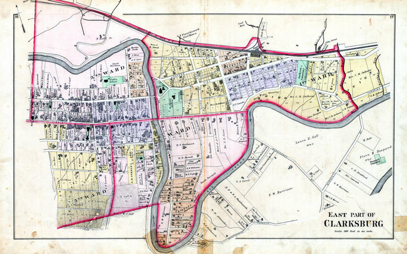 无人,横图,地图,城镇,历史,古董,西弗吉尼亚,彩图