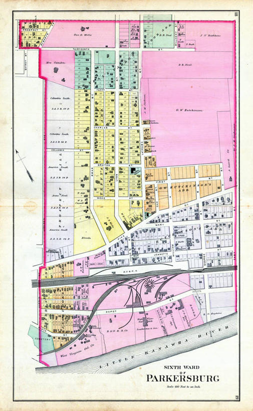 无人,竖图,地图,城镇,历史,古董,西弗吉尼亚,彩图