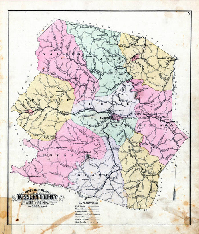 无人,竖图,地图,历史,古董,西弗吉尼亚,彩图