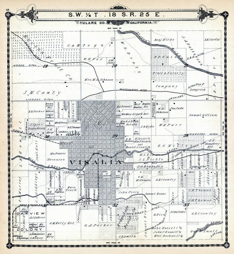 无人,竖图,地图,城镇,历史,古董,加利福尼亚,彩图,维塞利亚