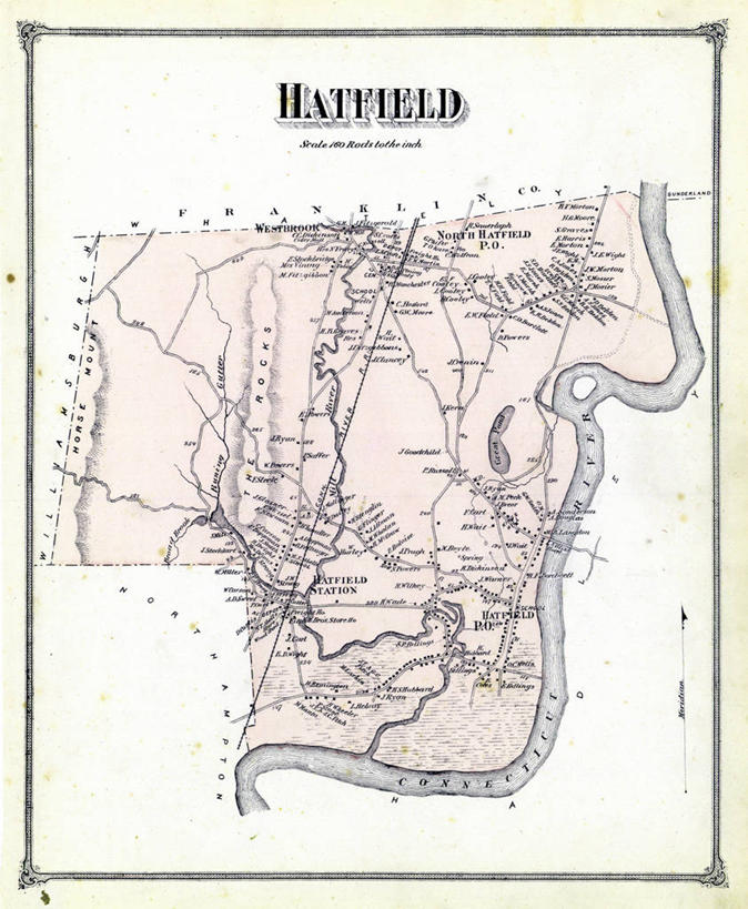 无人,竖图,地图,历史,古董,马萨诸塞,彩图,哈特菲尔德