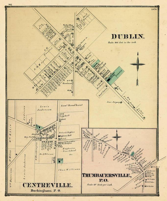 无人,竖图,地图,城镇,历史,古董,宾夕法尼亚,都柏林,彩图