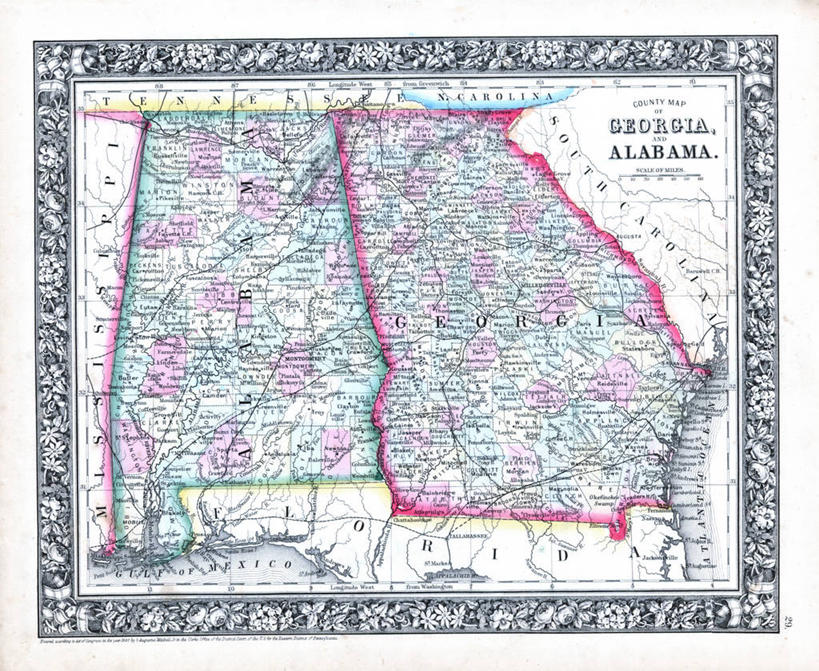 无人,横图,地图,历史,古董,阿拉巴马州,彩图