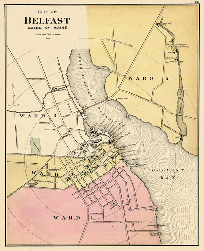 无人,竖图,地图,英国,城镇,首都,历史,古董,缅因州,贝尔法斯特,彩图