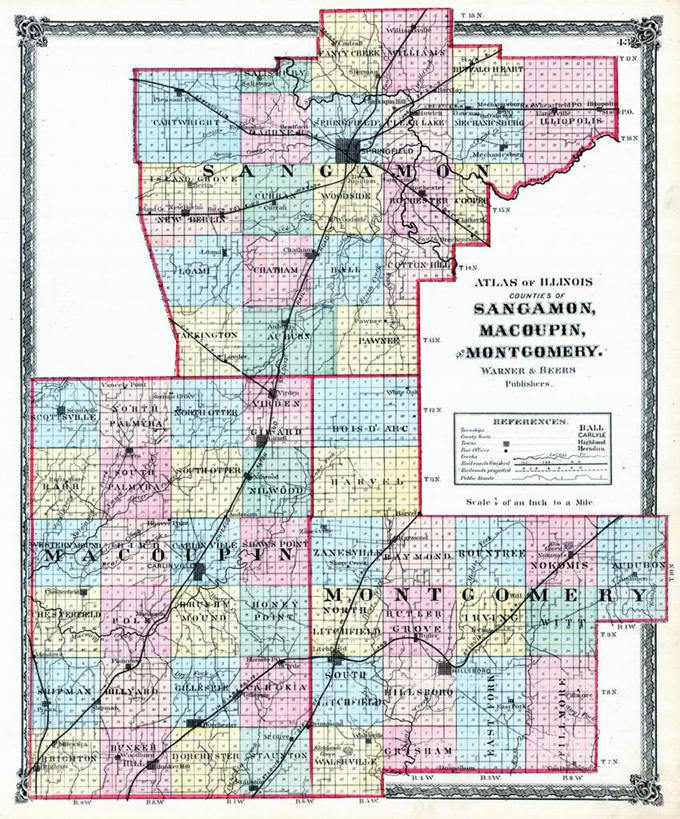 无人,竖图,地图,历史,古董,伊利诺斯州,蒙哥马利郡,彩图