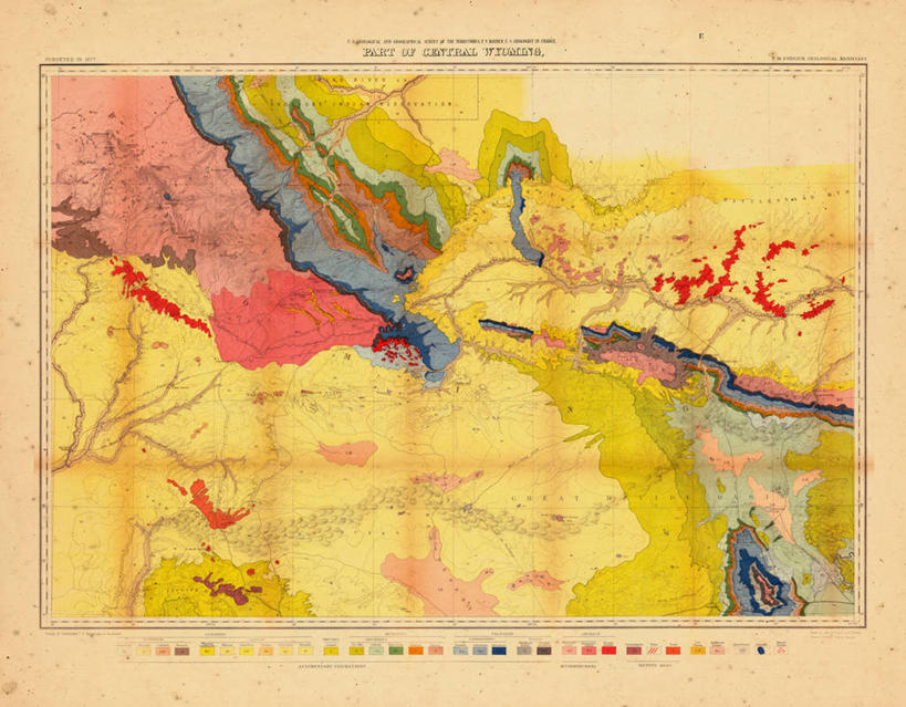 无人,横图,地图,历史,古董,北美,怀俄明,彩图
