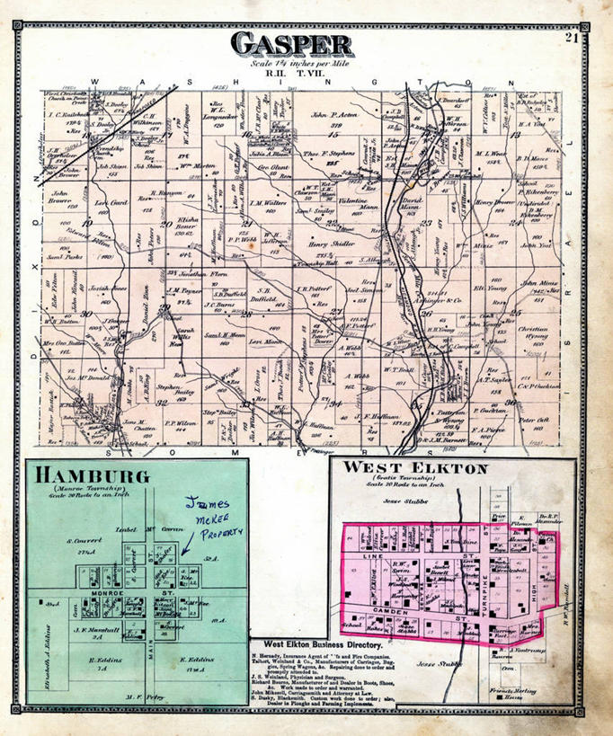 无人,竖图,地图,城镇,汉堡,历史,古董,俄亥俄州,彩图,地图学