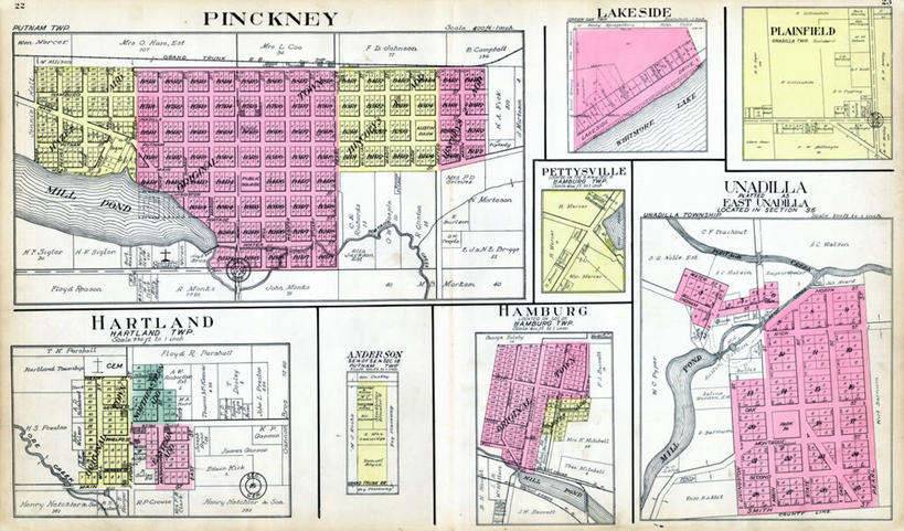 无人,横图,水,地图,美国,城镇,汉堡,历史,古董,北美,北美洲,美洲,北亚美利加洲,亚美利加洲,密歇根,密歇根州,貂熊州,狼獾之州,狼獾州,彩图,美利坚合众国,地图学