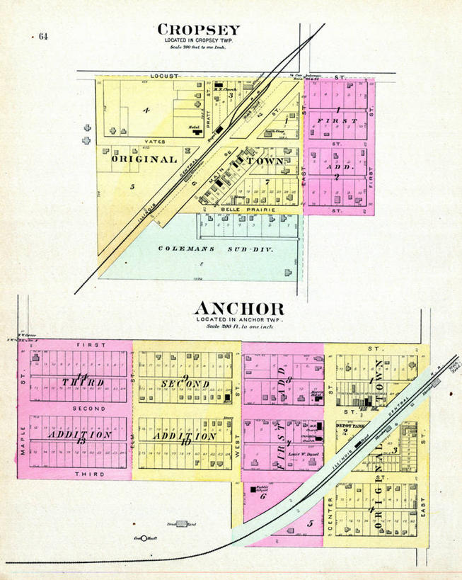 无人,竖图,地图,城镇,历史,古董,锚,伊利诺斯州,彩图,地图学