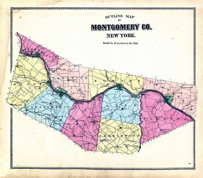 无人,横图,地图,历史,古董,纽约州,蒙哥马利郡,彩图,地图学