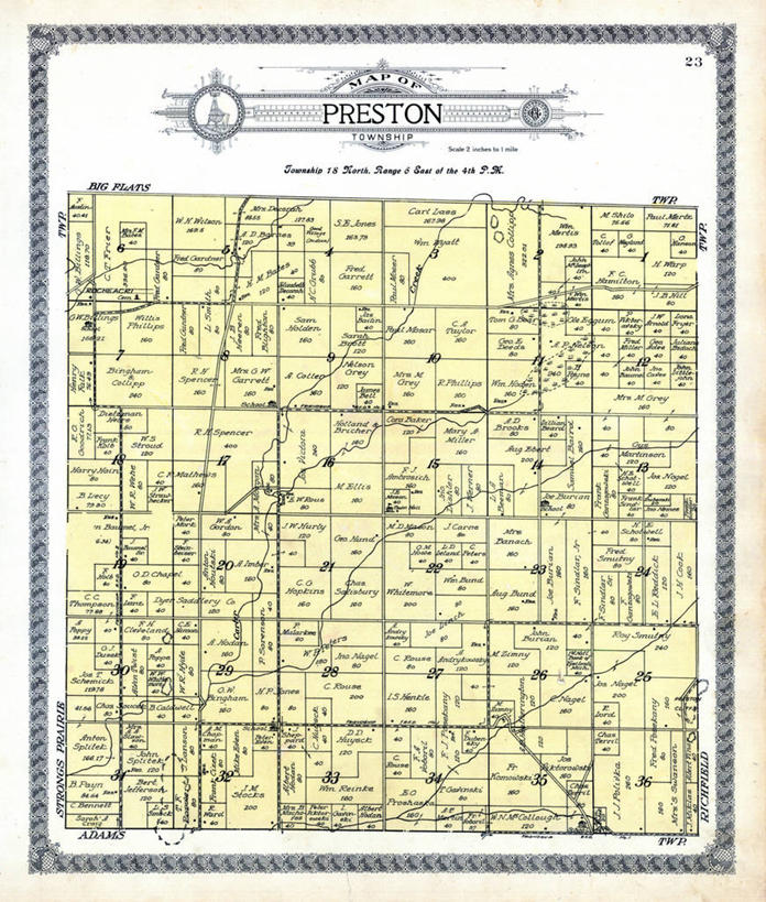 无人,竖图,地图,历史,古董,威斯康星,彩图,普雷斯顿,地图学