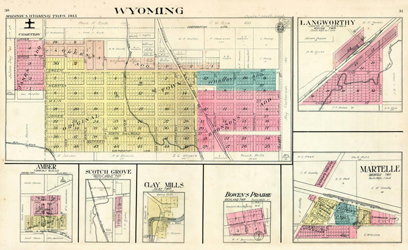 无人,横图,地图,琥珀,城镇,历史,古董,怀俄明,彩图,地图学,爱荷华