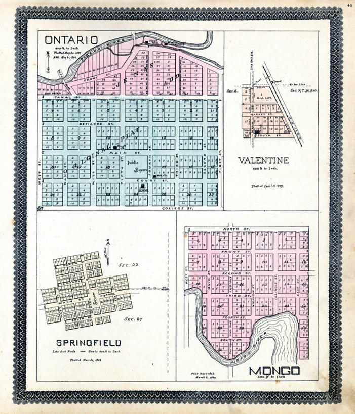 无人,竖图,地图,情人节,城镇,历史,古董,安大略省,彩图,地图学