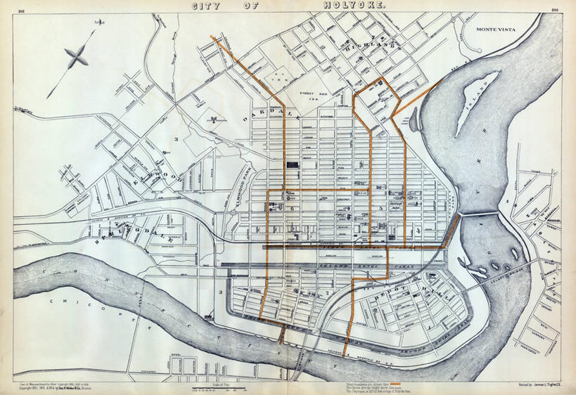 无人,横图,地图,城镇,历史,古董,马萨诸塞,彩图,地图学,霍利奥克