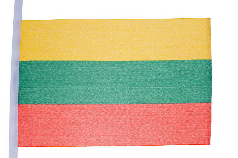 无人,横图,室内,特写,白天,白色背景,正面,静物,旗帜,国旗,一面,黄色,红色,绿色,摄影,影棚,旗,彩图,影棚拍摄,拍摄,三色旗,立陶宛国旗