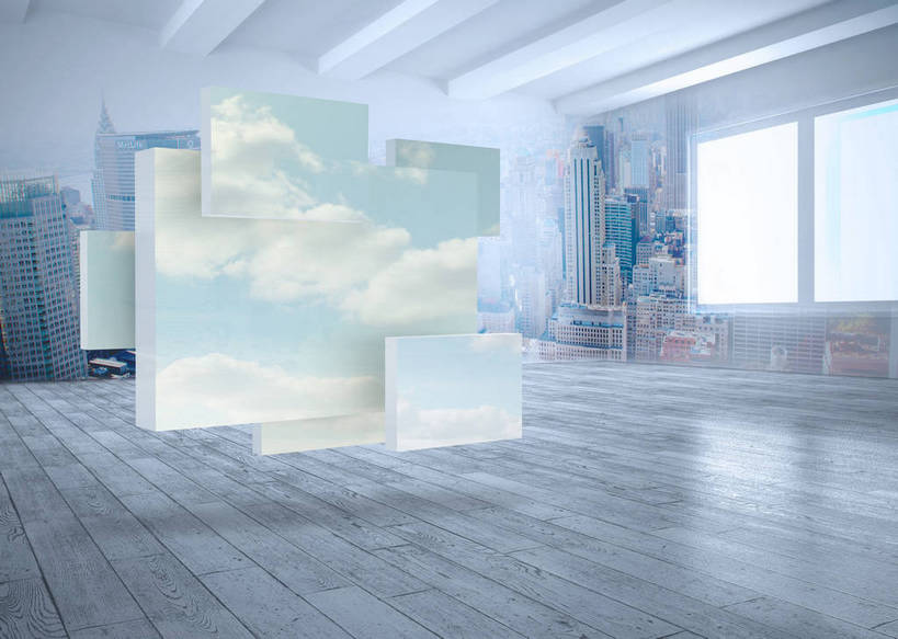 无人,高楼大厦,横图,室内,白天,正面,显示器,数码,科技,窗户,地板,天花板,大厦,建筑,摩天大楼,阴影,条纹,网络,屏幕,墙,云,云朵,地面,高光,几何,计算机图形,合成,云彩,显示屏,木地板,玻璃窗,墙壁,墙面,蓝色,白色,灰色,白云,蓝天,天空,天,晴朗,电脑合成图,数码合成图,合成图,输出设备,写实,具体,具象,晴空,彩图,大楼,高层建筑,高楼,摩天楼