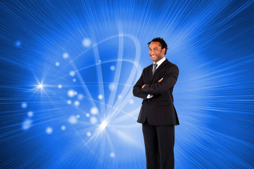 西方人,一个人,无人,商务人士,商务男性,站,笑,双手交叉,微笑,露齿笑,横图,室内,白天,正面,衬衫,数码,科技,欧洲,非洲,黑人,欧洲人,仅一个男性,仅一个人,阴影,蓝色背景,套装,梦幻,曲折,弯曲,发光,光束,网络,纹路,纹理,斑点,领带,光亮,高光,几何,计算机图形,合成,注视,仅一个年轻男性,蓝色,观察,看,站着,蜿蜒,观看,电脑合成图,数码合成图,察看,双手抱胸,未来,象征,庄重,合成图,关注,发亮,商务装,身份,工薪阶层,憧憬,肌理,写实,具体,具象,正式,地位,男人,男性,年轻男性,非洲人,白领,上班族,站立,半身,彩图,衬衣