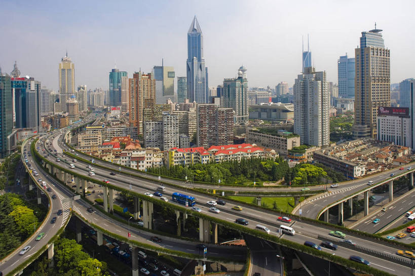 横图,全景,俯视,彩色,白天,美景,城市风光,大桥,道路,建筑,街道,立交桥,路,桥梁,公路,上海,中国,亚洲,景观,高架,建筑群,桥,车流,交通,现代建筑,延安路高架,景色,运输,摄影,高架桥,立体交通,东亚,高架道路,跨线桥,中华人民共和国,马路,bj174