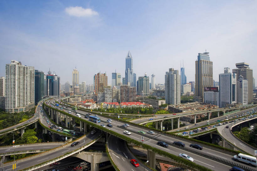 横图,全景,俯视,彩色,白天,美景,城市风光,大桥,道路,建筑,街道,立交桥,路,桥梁,公路,上海,中国,亚洲,景观,高架,建筑群,桥,车流,交通,现代建筑,延安路高架,景色,运输,摄影,高架桥,立体交通,东亚,高架道路,跨线桥,中华人民共和国,马路,bj174
