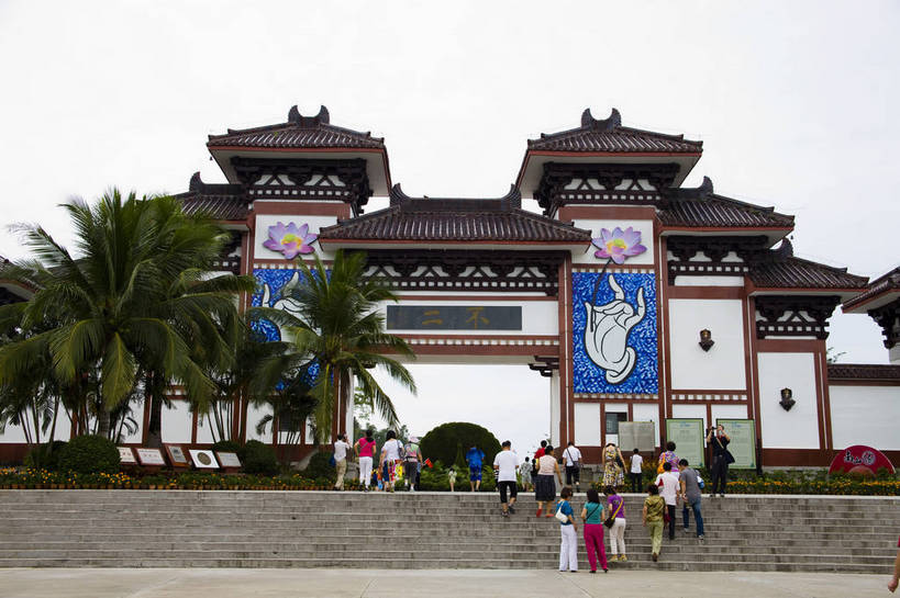 无人,横图,彩色,室外,白天,旅游,标志建筑,地标,建筑,三亚,中国,亚洲,景观,建筑群,古典,建设,海南,天空,旅游胜地,摄影,中国文化,东亚,中华人民共和国,旅行,南山文化旅游区,传统文化,bj174