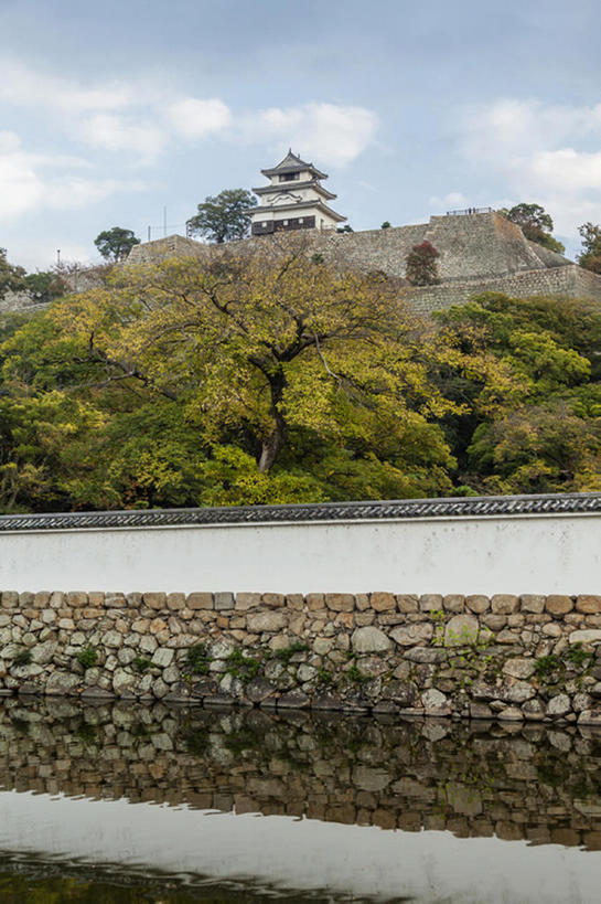 竖图,室外,白天,日本,城堡,石墙,风景,护城河,香川县,bj175