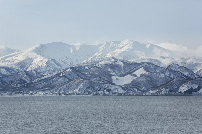 横图,白天,海洋,山,雪,北海道,日本,地形,冬天,世界遗产,风景,天空,自然,知床半岛,bj175