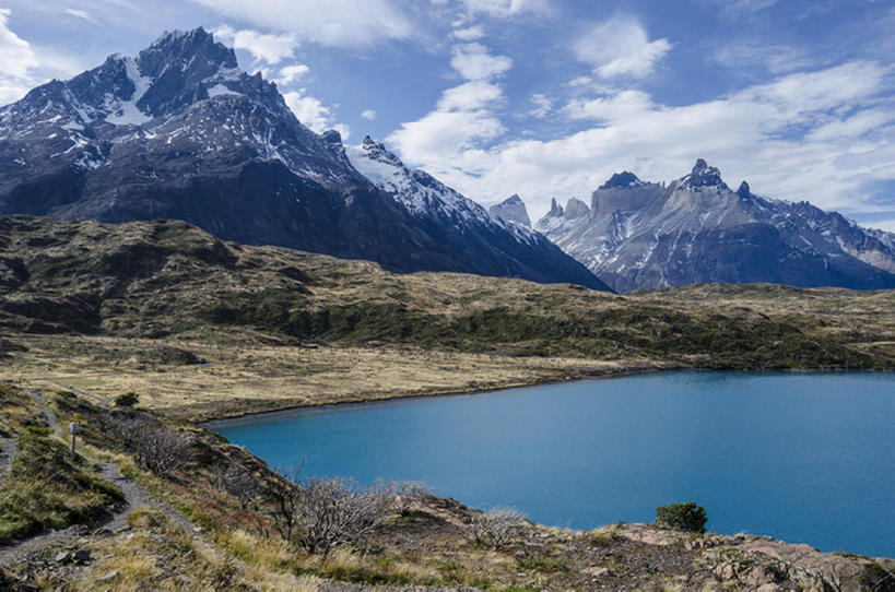 横图,室外,白天,湖,山,雪,智利,地形,云,风景,天空,自然,南美,巴塔哥尼亚,bj175